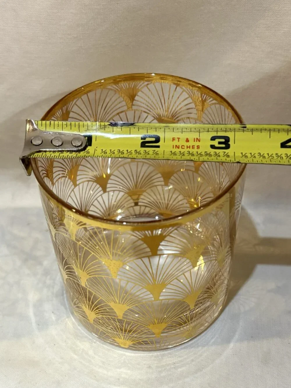 Set of 4 Z Gallerie Soiree Double Old Fashioned Glass Geometric Gold Patterns
